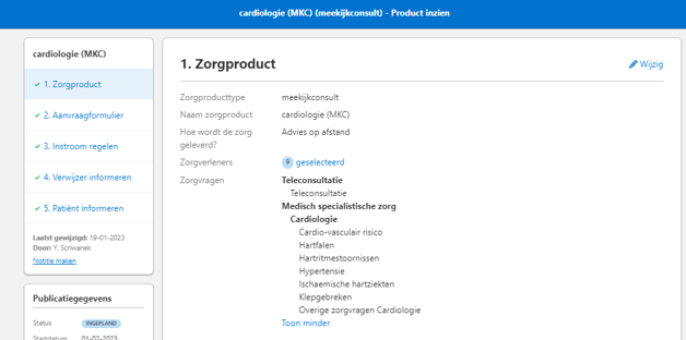 Schermafbeelding van het computerprogramma Zorgdomein Zorgdomein meekijkconsulten